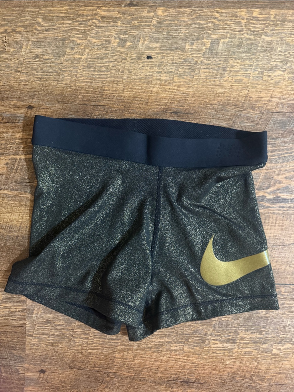 Nike Pro Dri-FIT Metallic Black & Gold Compression Shorts